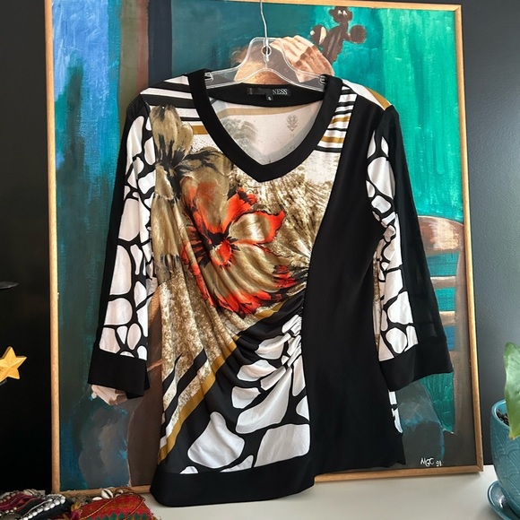 Ness Multicolor Abstract Floral Women's Top Smal - Picture 14 of 15